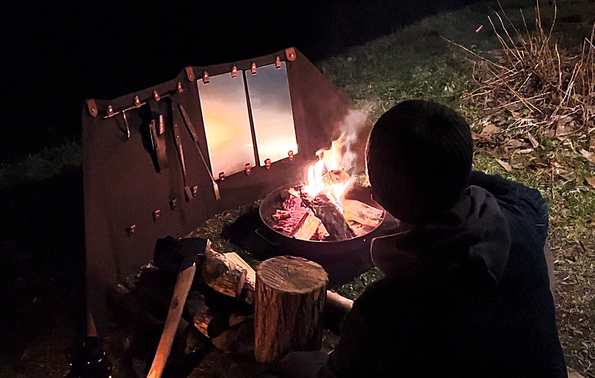 キャンプで極暖の秘密基地を！新構造の【脱着式反射板】を装着した焚き火陣幕『Radリフレクター』。Makuakeにて2022年6月3日より先行予約販売スタート！のサブ画像11_カラー：カーキ