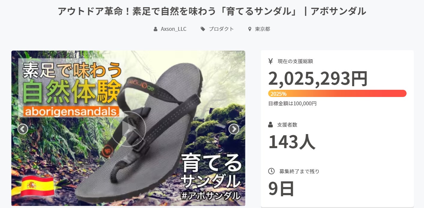 【１周年記念公開】サンダルで200万円の支援を突破！素足で自然を味わう「育てるサンダル」┃アボサンダルのサブ画像1