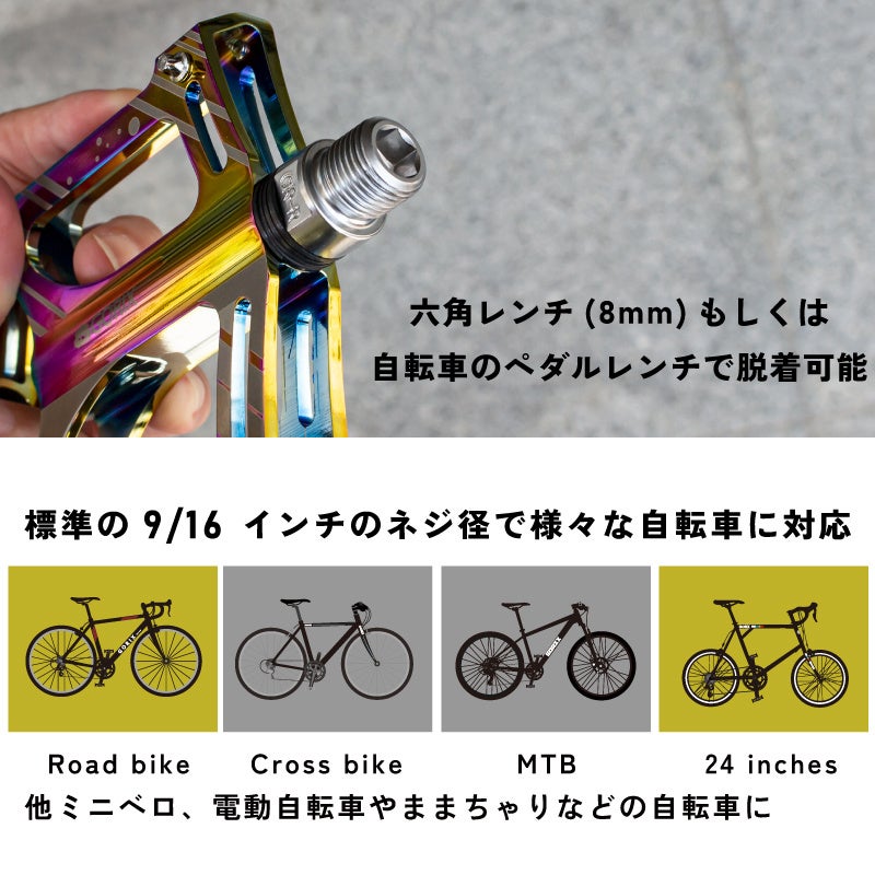 【新商品】【3つのベアリングで高い回転性を実現!!】自転車パーツブランド「GORIX」から、オイルスリックカラーのフラットペダル (GX-FY709)が新発売!!のサブ画像10