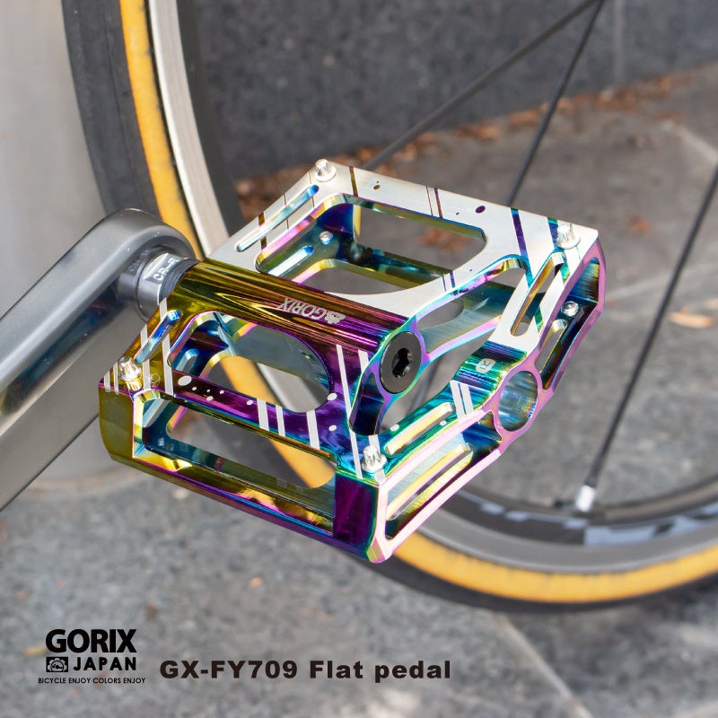 【新商品】【3つのベアリングで高い回転性を実現!!】自転車パーツブランド「GORIX」から、オイルスリックカラーのフラットペダル (GX-FY709)が新発売!!のサブ画像2