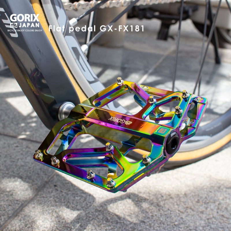 【新商品】【ワイド幅!! 薄型!! 軽量!!】自転車パーツブランド「GORIX」から、オイルスリックカラーのフラットペダル (GX-FX181)が新発売!!のサブ画像2
