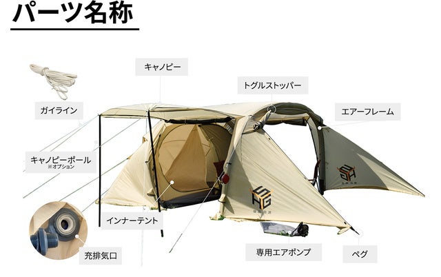 【テント革命！】ポンプで簡単！５分で設営！タープとテントが一つになった「エアーフレーム大型テント」クラウドファンディング開始！のサブ画像16
