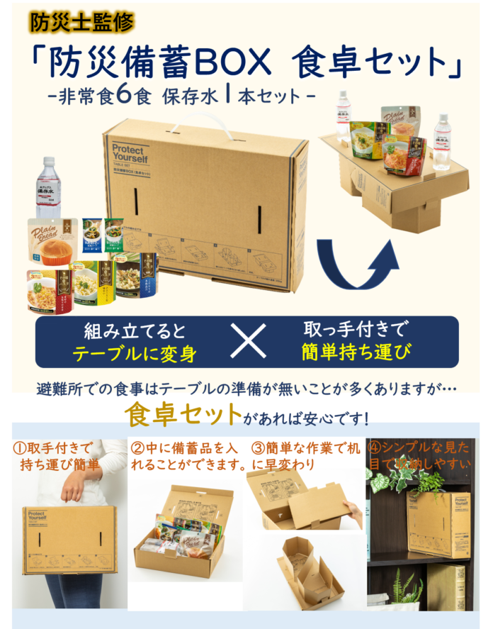 【新発売】防災セット２種「防災備蓄BOX 食卓セット」＆「防災士監修・防災はじめてセット」の発売を開始しました！のメイン画像