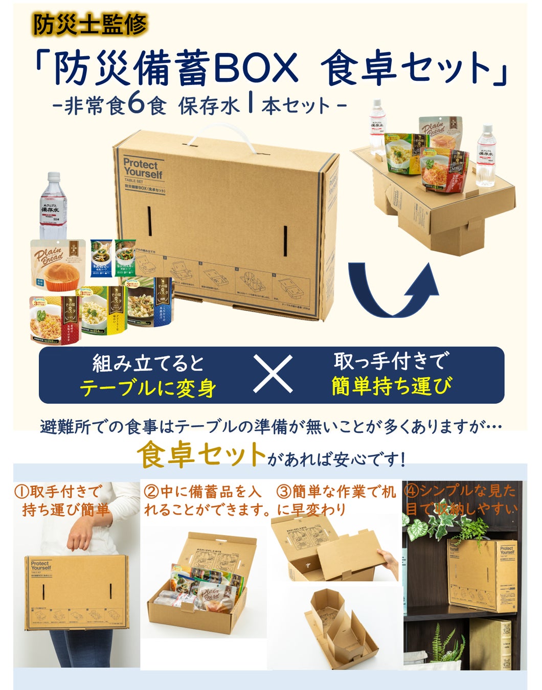 【新発売】防災セット２種「防災備蓄BOX 食卓セット」＆「防災士監修・防災はじめてセット」の発売を開始しました！のサブ画像1