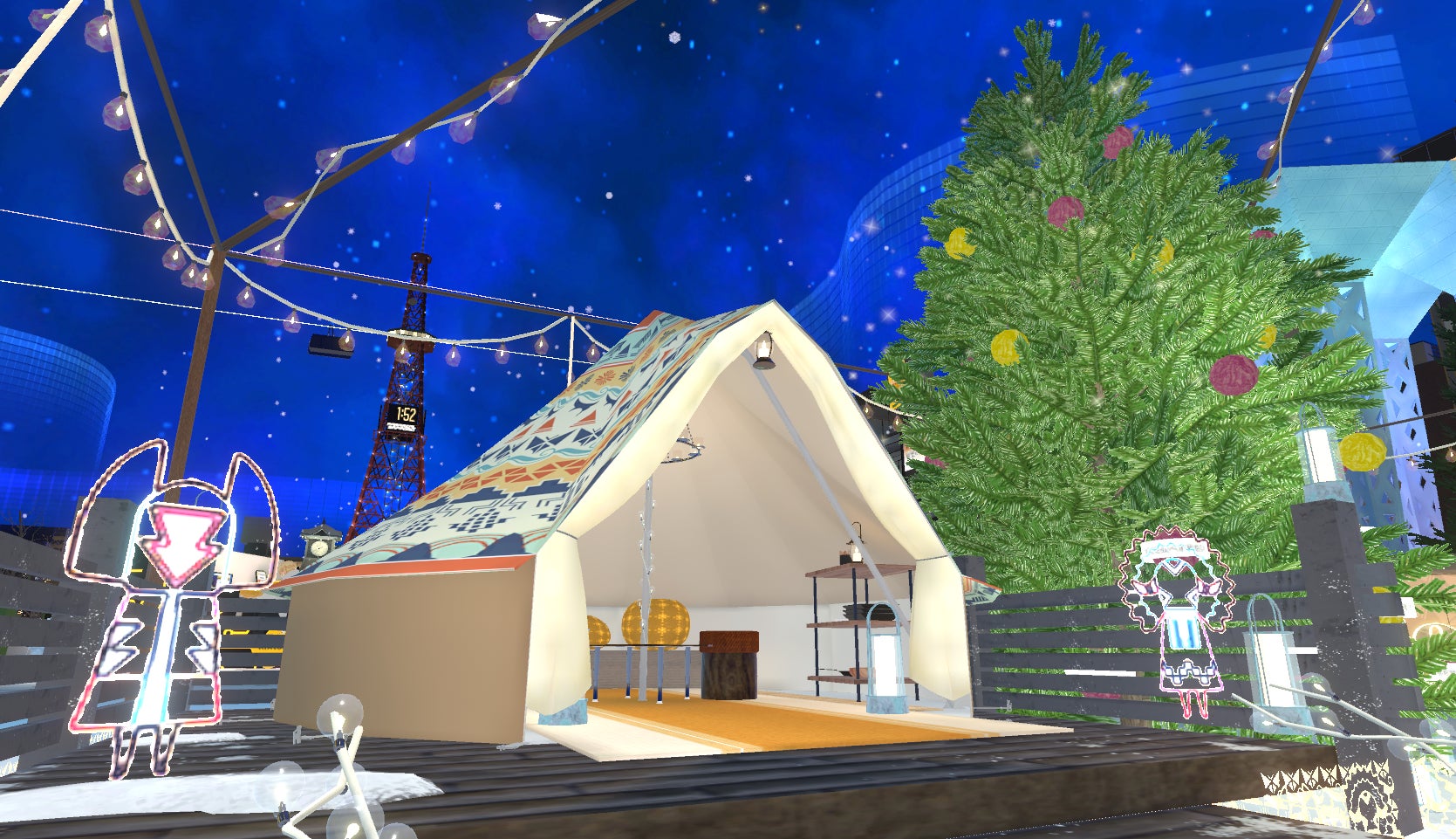 夢を応援する！「キャンプ×メタバース」アウトドアブランドSorgeが、世界最大のVRイベント「バーチャルマーケット2022 Winter」に初出店のサブ画像6_モミの木とテント