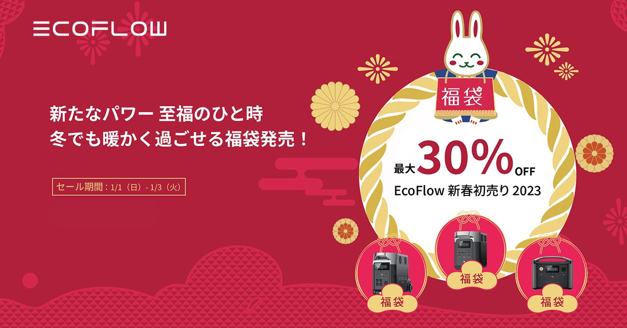 【最大30％OFF】冬でも暖かく過ごせる福袋発売！EcoFlow新春初売り2023のサブ画像1