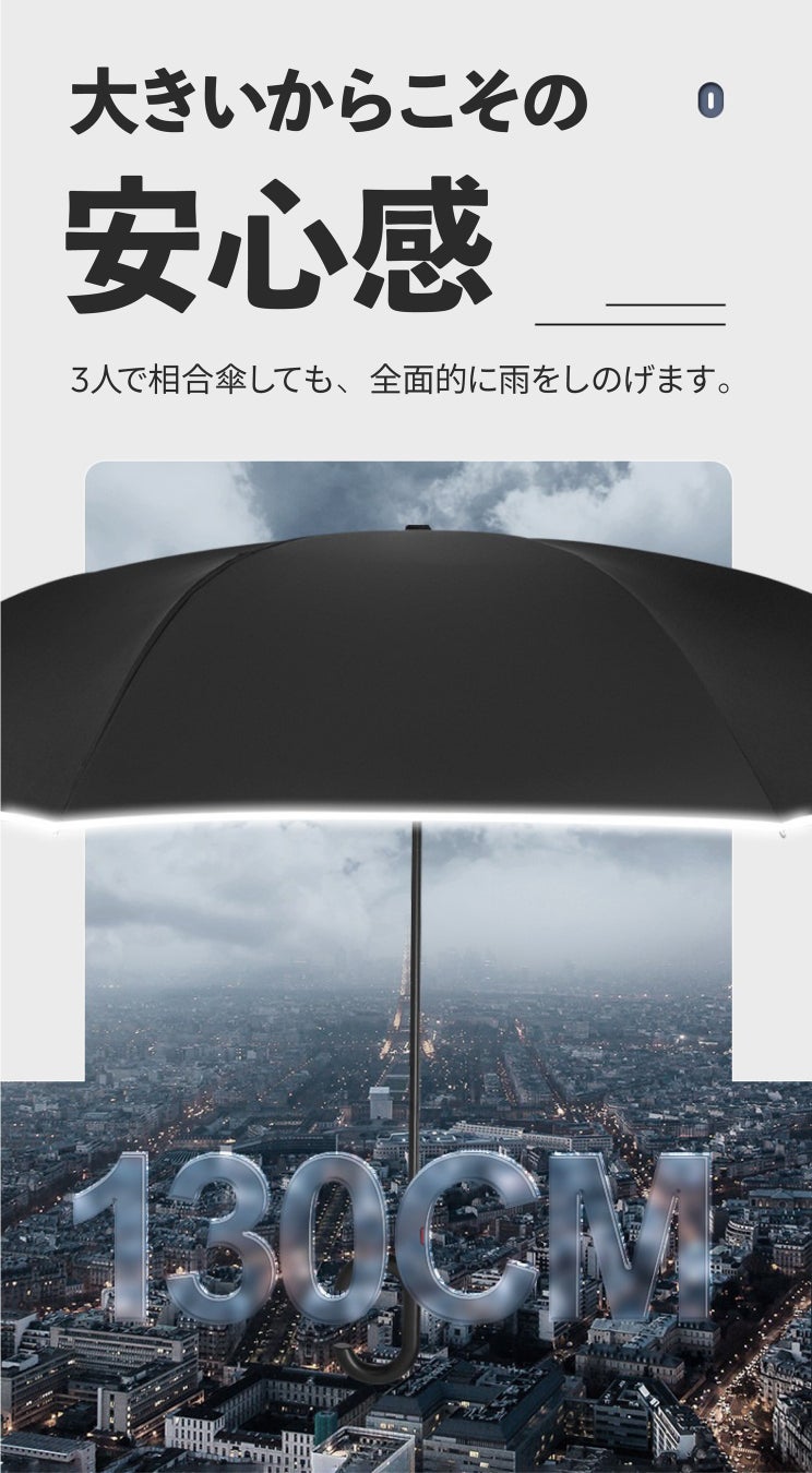 【日本初上陸記念！100セット限定50%オフ】サイズは脅威の130cm、二重構造で強風にも強い圧倒的な耐久力を持つ多機能な逆さ傘「GeeBrella Ultra」クラウドファンディング開始のサブ画像3