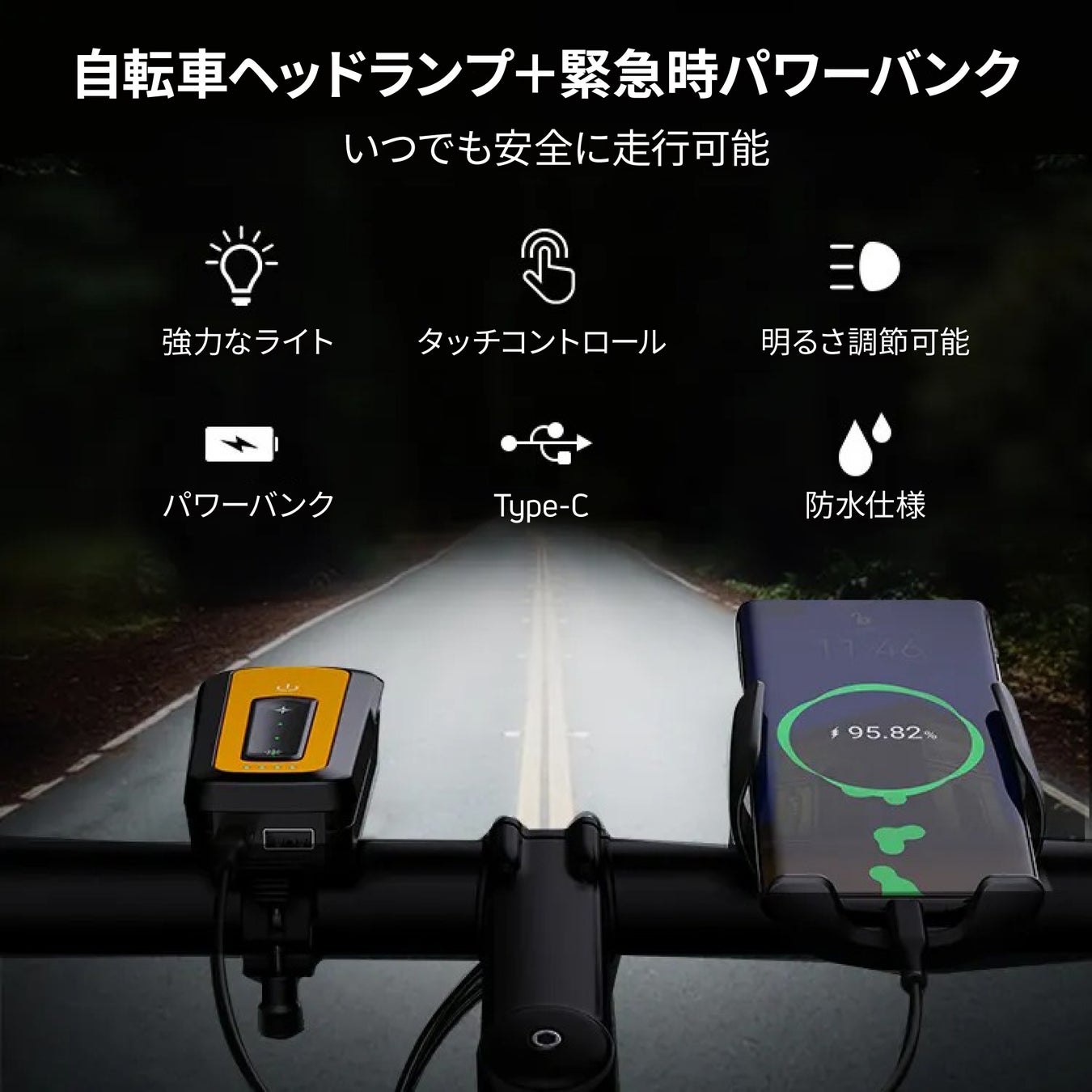 タッチパネル搭載で走行中でも簡単操作！機能的な自転車用ヘッドライト「GampHeadlight」をガジェットストア「MODERN g」で販売開始のサブ画像6