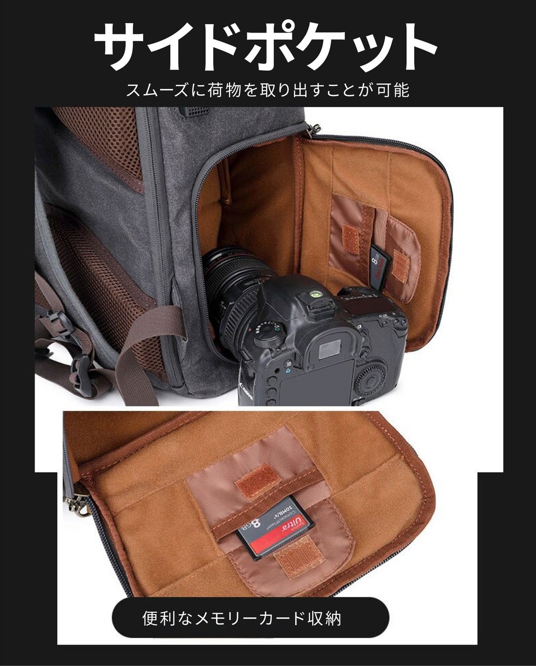 サイドチャックデザインで荷物をスムーズに取り出し可能！通気性抜群で快適なカメラバッグ「Gamp Pack」をガジェットストア「MODERN g」で販売開始のサブ画像5