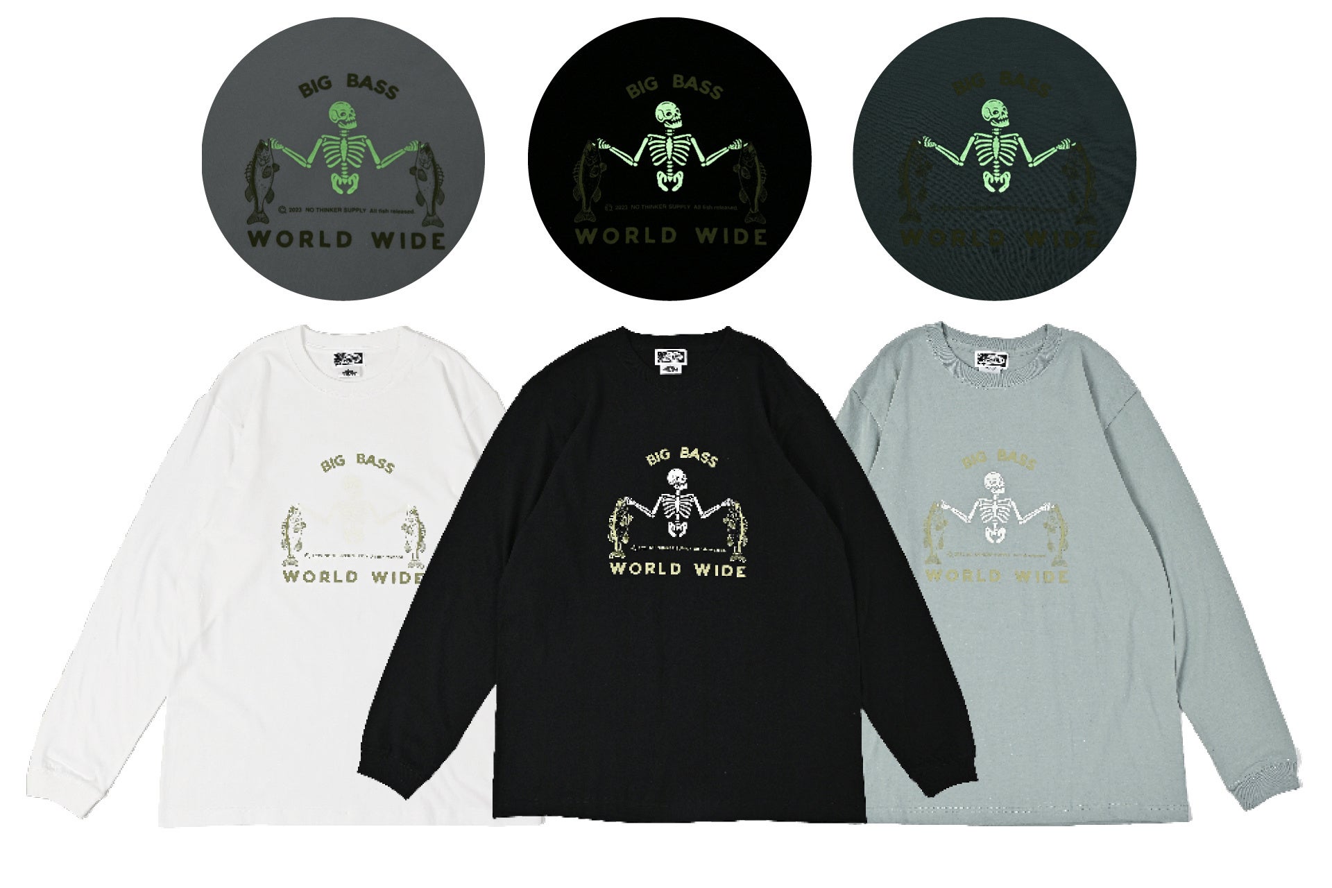 2023春夏！バス釣りモチーフのアパレルブランド「NO THINKER SUPPLY」SPRINGアイテムをニューリリース！のサブ画像1_BIG BASS TODAY　long T-shirts