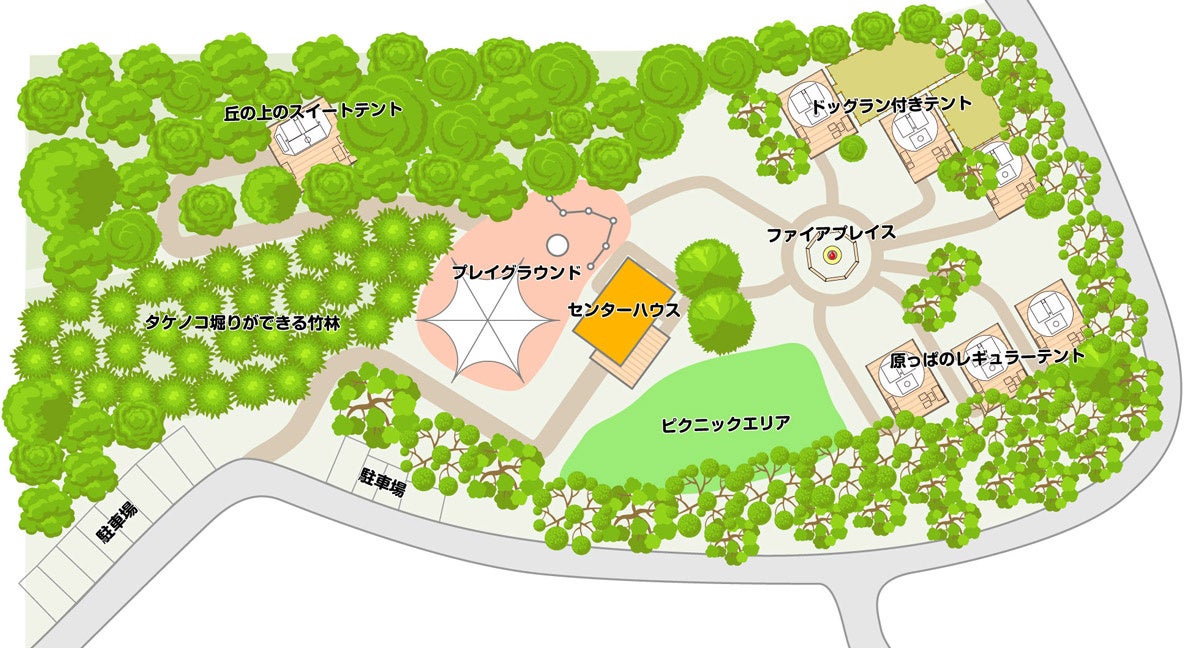 神奈川県真鶴町に2023年7月にオープン予定のファミリー向けグランピング「クスクスグランピング真鶴」クラウドファンディング開始のサブ画像6_施設マップ