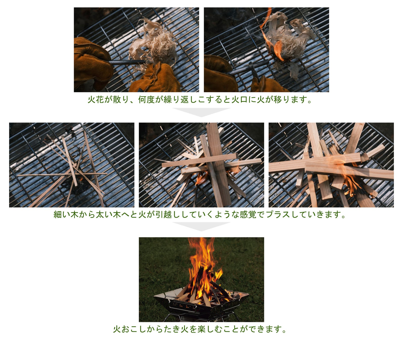 初めての火おこしに！極太＆ロングで長持ち！火花から炎を育てる火おこし道具「ファイヤーストライカーセット」新発売！のサブ画像6