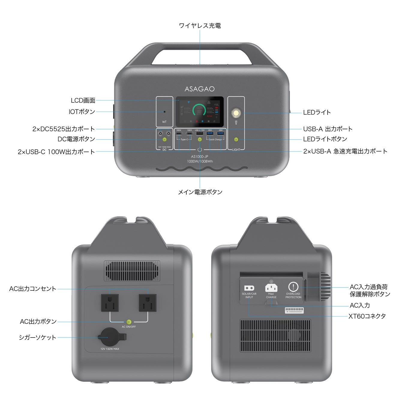 ASAGAO JAPAN（同）大容量・高出力・急速充電・リン酸鉄採用ポータブル電源「AS1000-JP」の保証期間を5年に延長。のサブ画像2