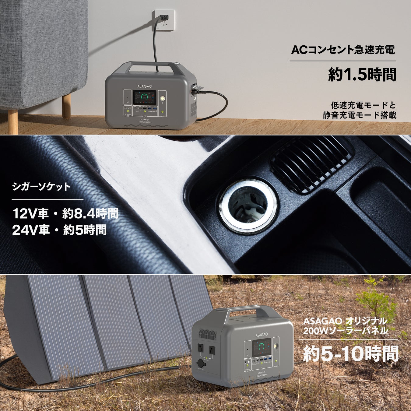 ASAGAO JAPAN（同）大容量・高出力・急速充電・リン酸鉄採用ポータブル電源「AS1000-JP」の保証期間を5年に延長。のサブ画像4