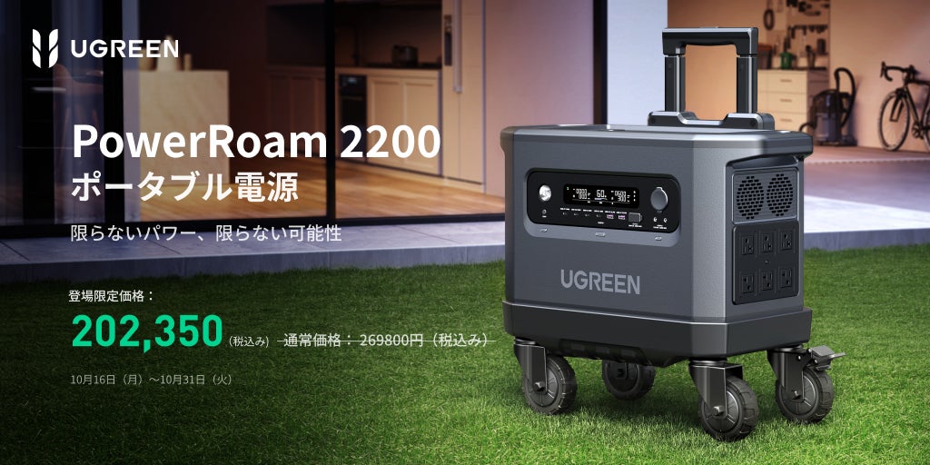 UGREEN、2,048Whリン酸鉄リチウムイオンバッテリー搭載、最大瞬間出力3,000Wのポータブル電源「UGREEN PowerRoam 2200」のサブ画像4
