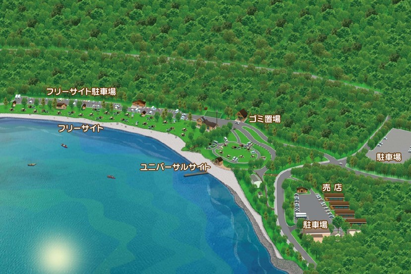北海道ならではの絶景ロケーション　支笏湖のほとりのモラップキャンプ場は４月２６日（金）にオープン　５月１１日（土）にはユニバーサルサイト（オートサイト）も新設オープンしてより快適にのサブ画像7_モラップキャンプ場のマップ（パース）