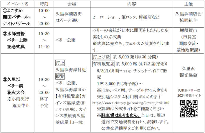 『2024久里浜ペリー祭』有料観覧席を「チケットペイ」にて申し込み受付開始！のメイン画像