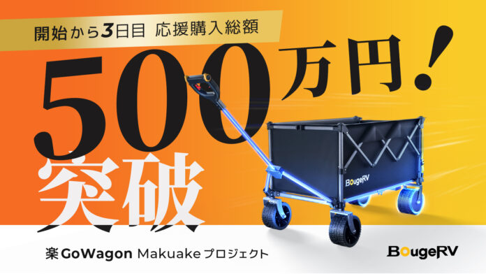 開始たったの3日間で500万円突破！伝説級の200kg耐荷重を誇る「BougeRV 楽GoWagon」が世界を揺るがす超絶大ヒット！のメイン画像