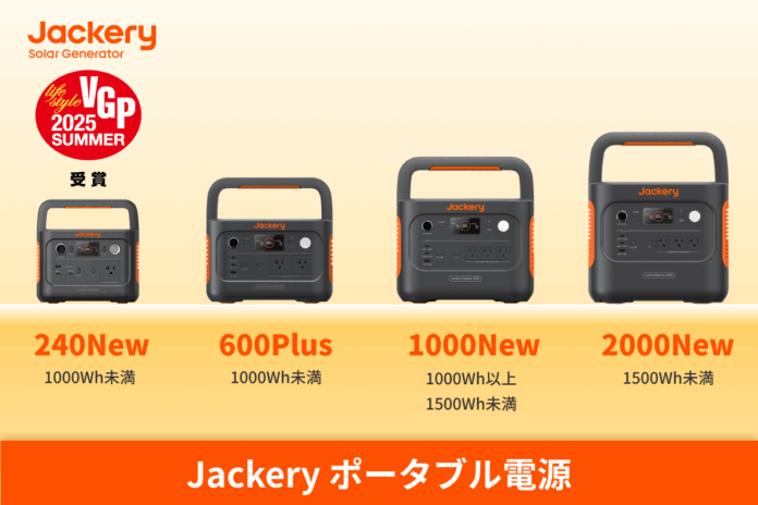 Jackery、「VGP 2025 SUMMER」ポータブル電源部門にて4 製品が同時受賞のメイン画像