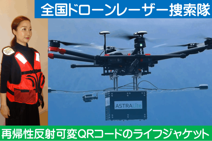 「再帰性反射可変QRコードのライフジャケット」南海トラフ大地震で人命救助に役立つ！のメイン画像