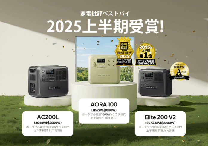 BLUETTI(ブルーティ)製品が『家電批評』上半期ランキングを席巻！日本限定モデル「AORA 100」が上半期ベストバイ第1位を獲得のメイン画像