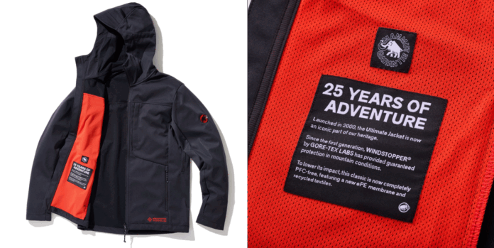 マムートの「究極」のソフトシェルジャケットが誕生から25年！25周年を記念した特別デザインの黒と赤を基調とした限定モデル「アルティメイト 8 SO フーデッド ジャケット 25 YEARS」が登場。のメイン画像